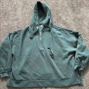 PINK Victoria's Secret Teal Half-Zip Hooded Sweatshirt